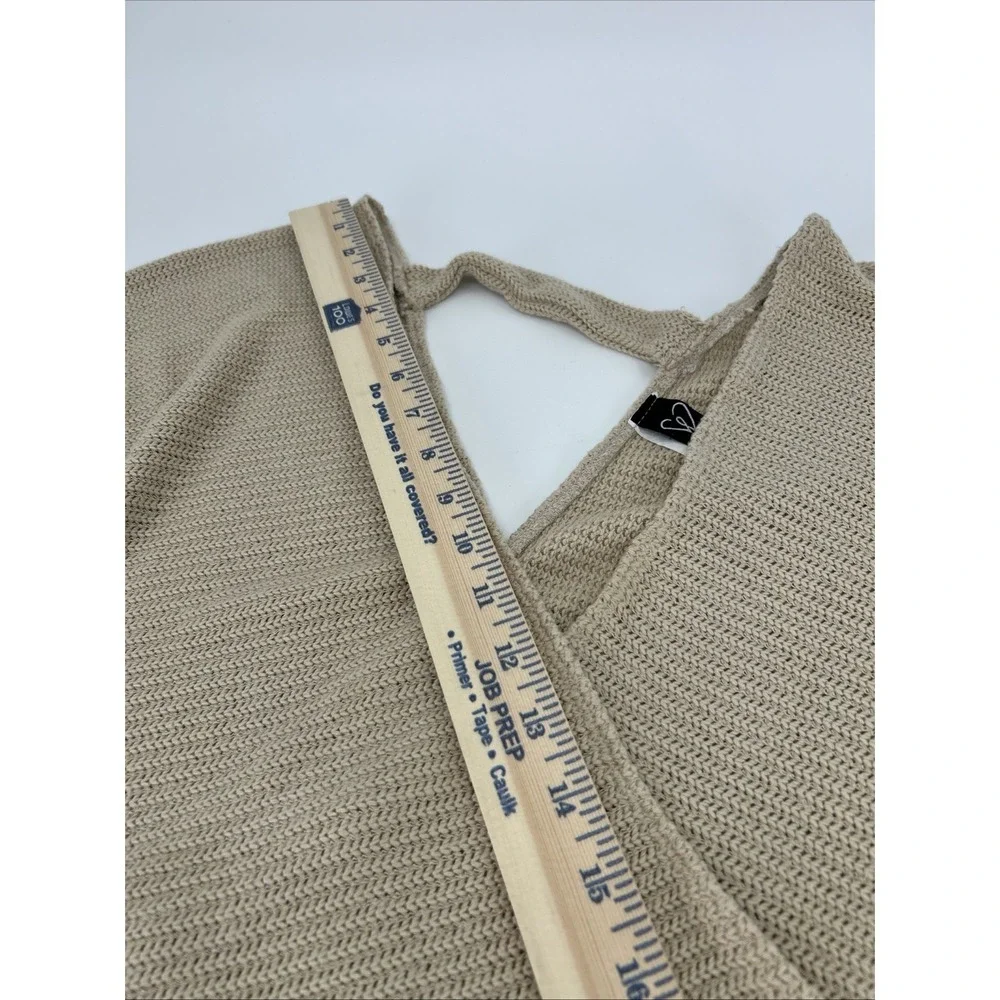 Windsor Womens Tan‎ Knit Surplice Wrap V-Neck Open Back Sweater T3205 Medium